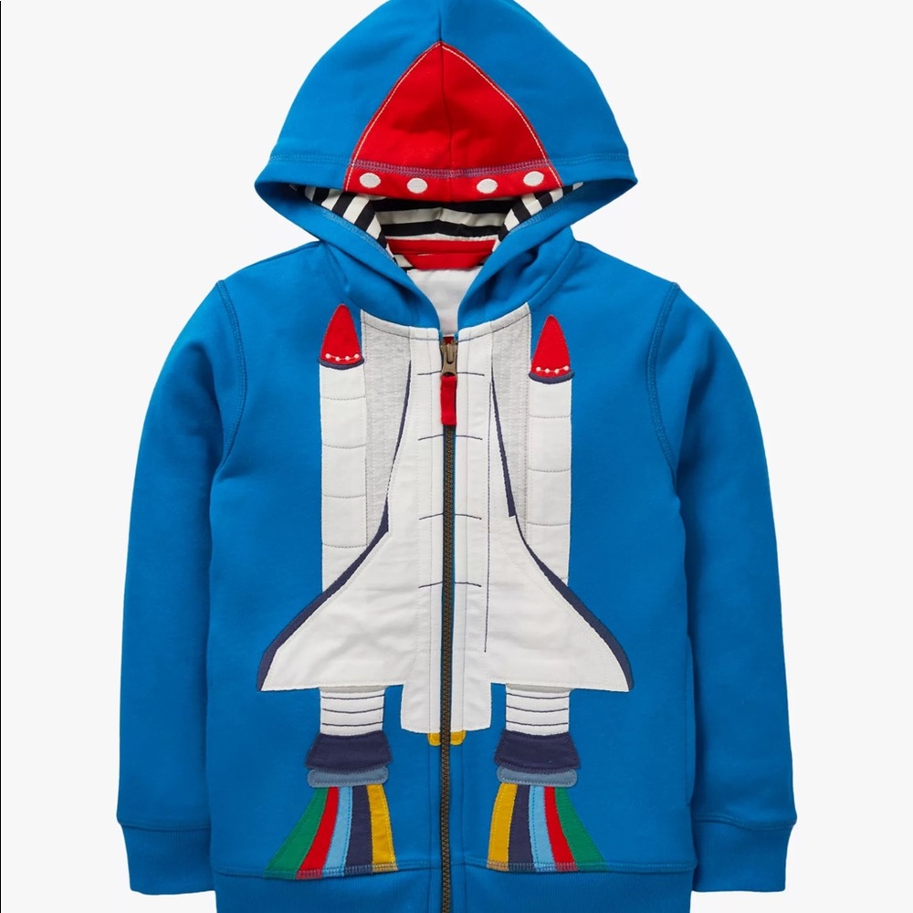 Mini Boden Kids' Rocket Zip Up Hoodie